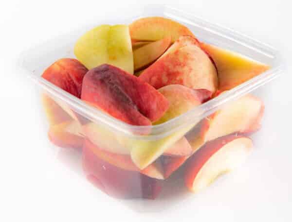 Cut up peaches