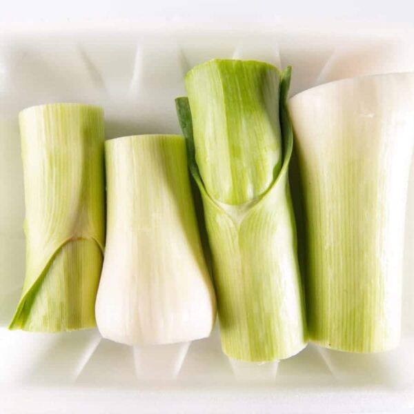 Checked and washed leek